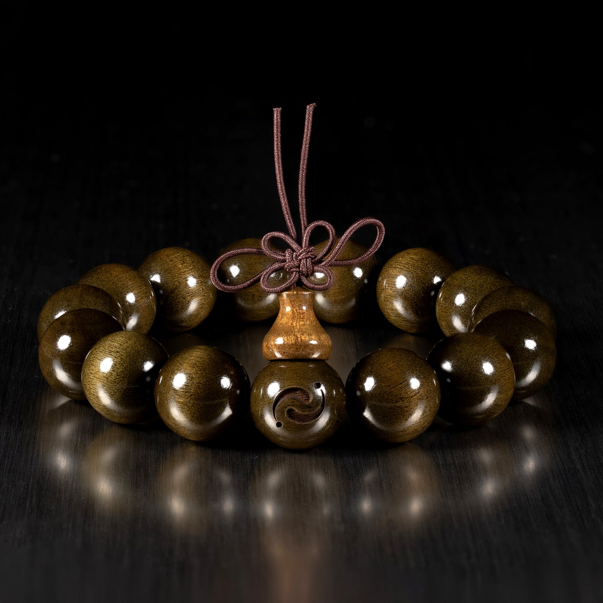 Premium Golden Phoebe Wood Blessing Bracelet(15mm)