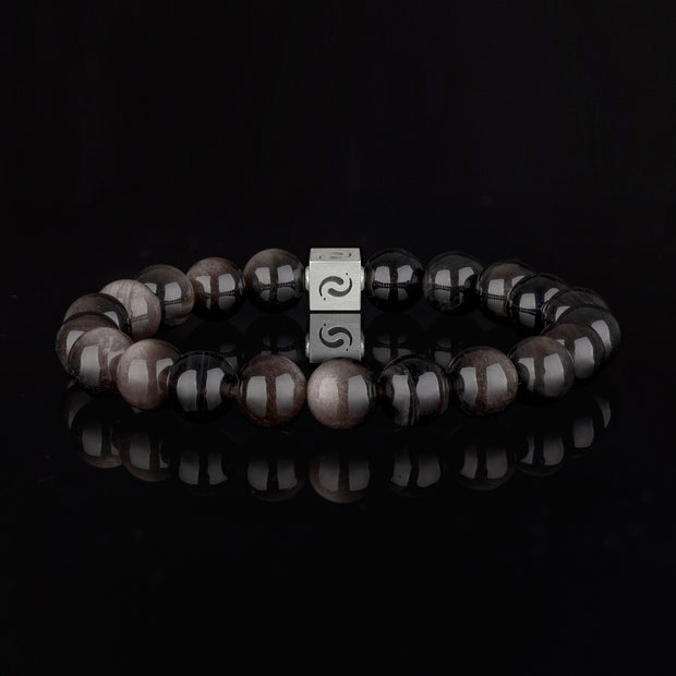 Silver Obsidian Guardian Blessing Bracelet(10mm)