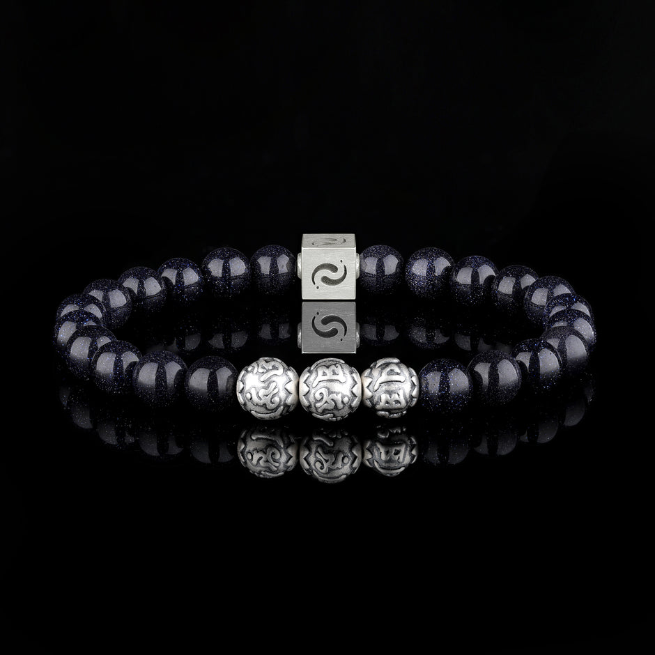 Starry Sky Blue Sandstone Blessing Bracelet(8mm)