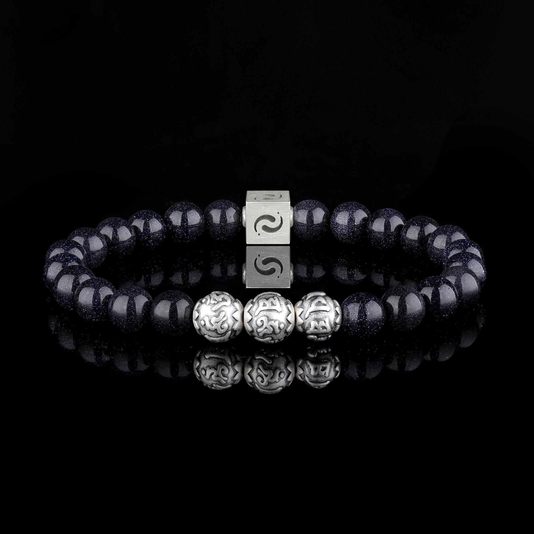 Starry Sky Blue Sandstone Blessing Bracelet(8mm)