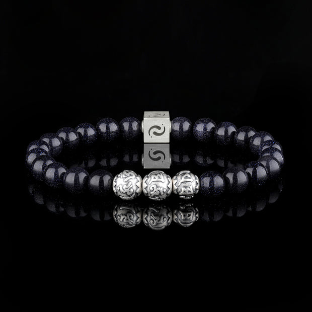 Starry Sky Blue Sandstone Blessing Bracelet(8mm)