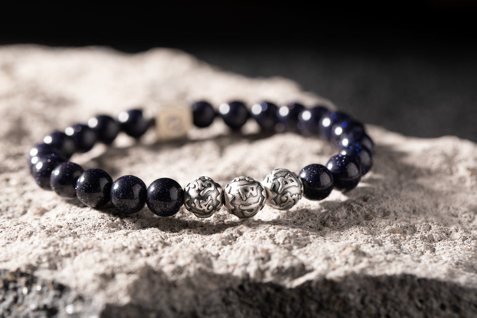 Starry Sky Blue Sandstone Blessing Bracelet(8mm)
