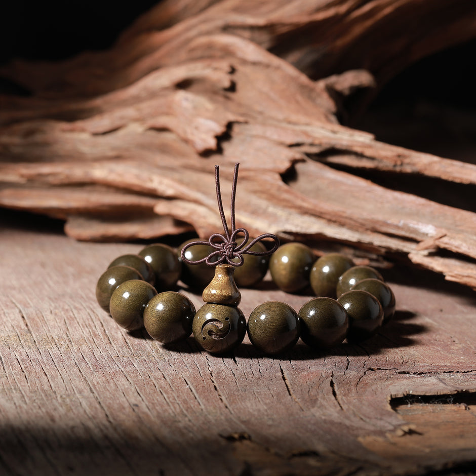 Premium Golden Phoebe Wood Blessing Bracelet(15mm)