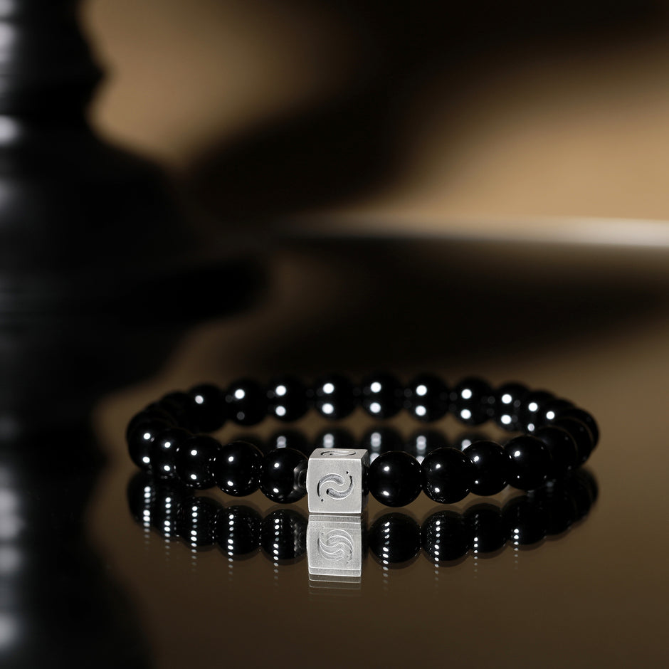 Black Jade & Black Agate Blessing Bracelet(8mm)