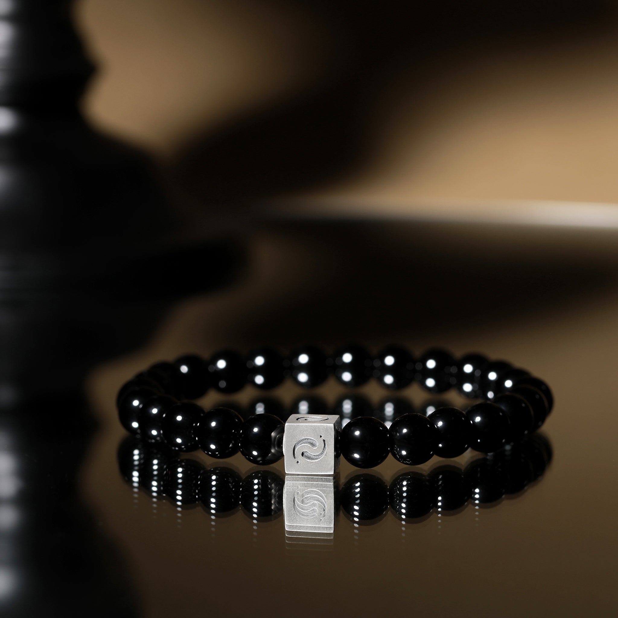 Black Jade & Black Agate Blessing Bracelet(8mm)