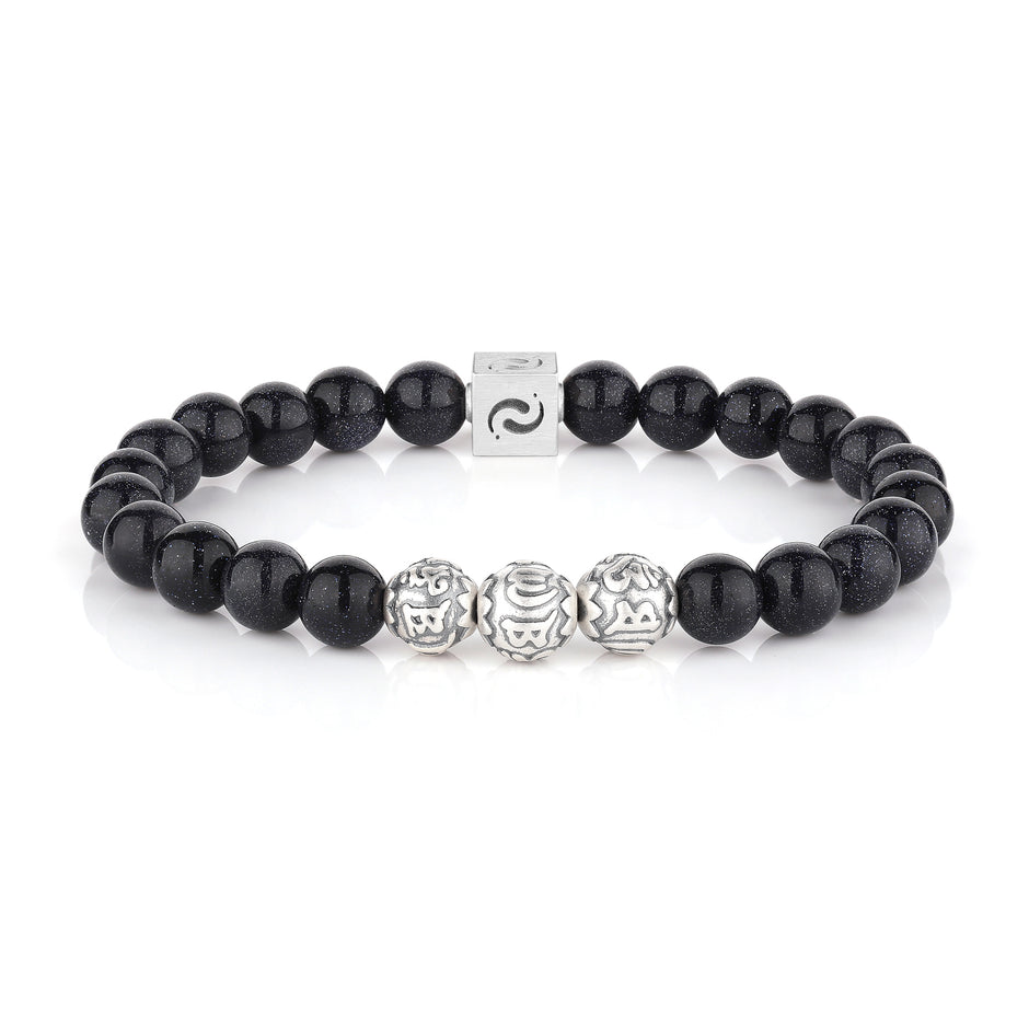 Starry Sky Blue Sandstone Blessing Bracelet(8mm)