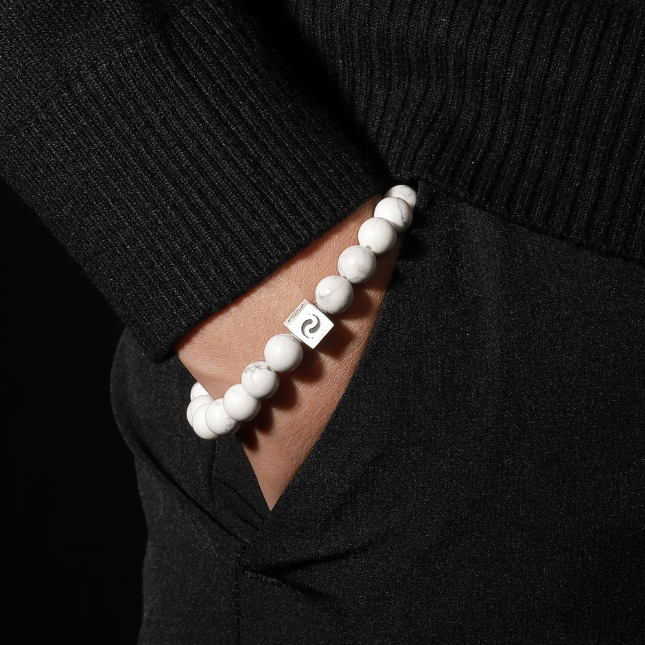 Zen-Inspired White Turquoise Blessing Bracelet（8mm)