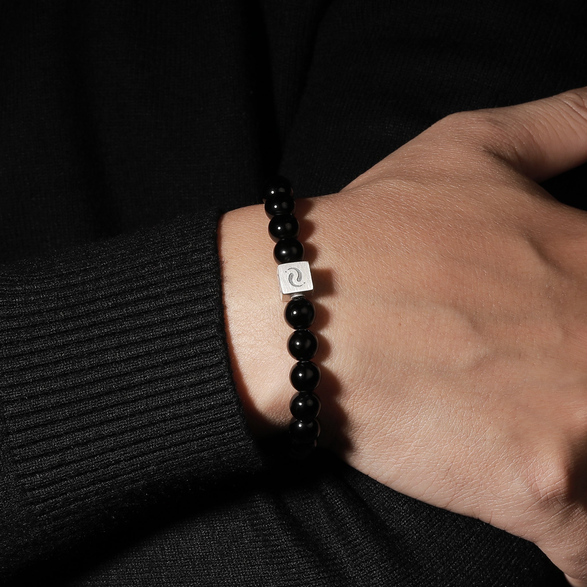 Black Jade & Black Agate Blessing Bracelet(8mm)