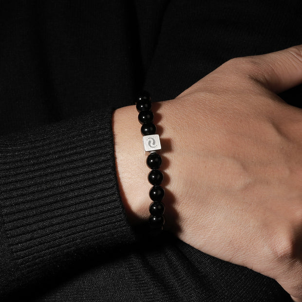 Black Jade & Black Agate Blessing Bracelet(8mm)