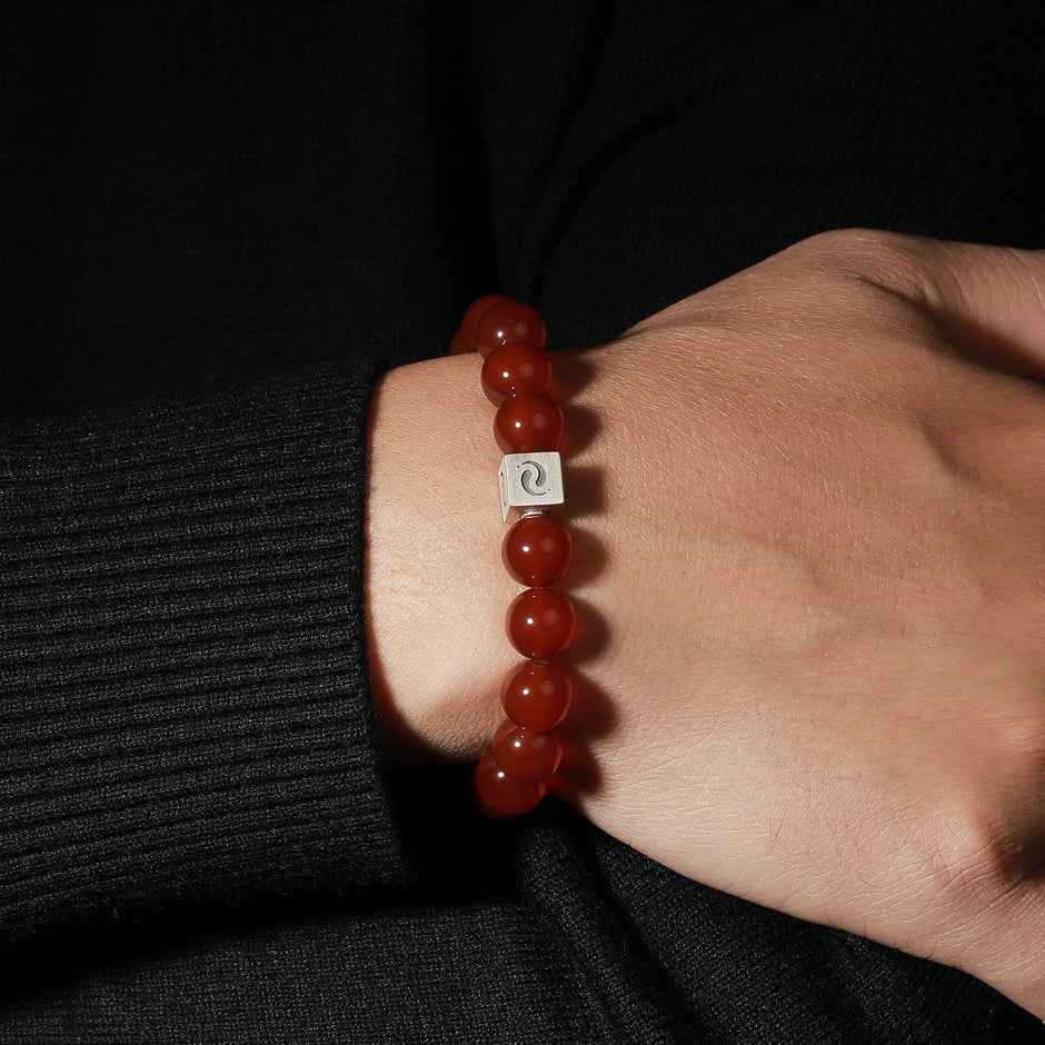 Crimson Deep Red Agate Blessing Bracelet(10mm)